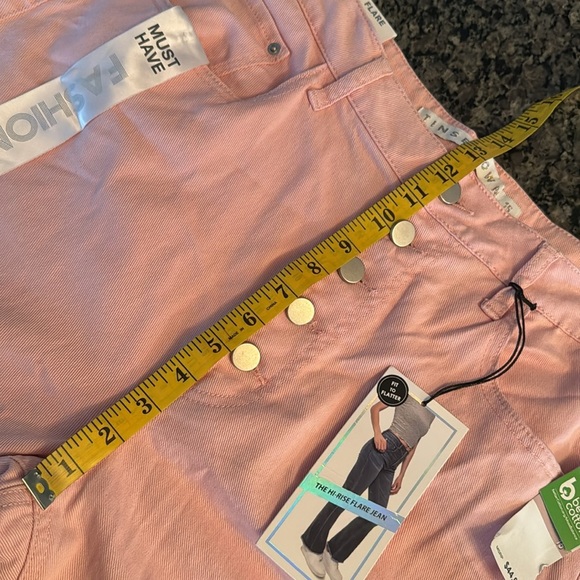 Tinseltown button fly hi rise flare Pink Jeans NWT 15 - Picture 9 of 11